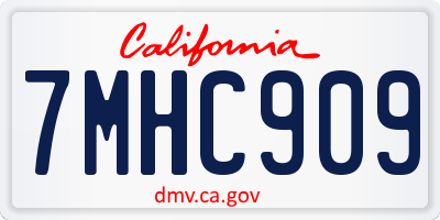 CA license plate 7MHC909