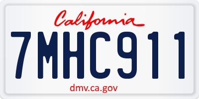 CA license plate 7MHC911