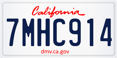 CA license plate 7MHC914