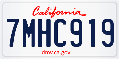 CA license plate 7MHC919