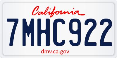 CA license plate 7MHC922