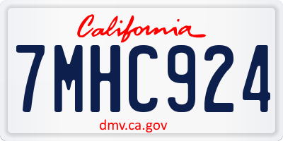 CA license plate 7MHC924