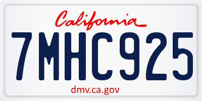CA license plate 7MHC925