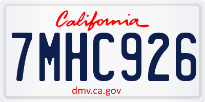 CA license plate 7MHC926