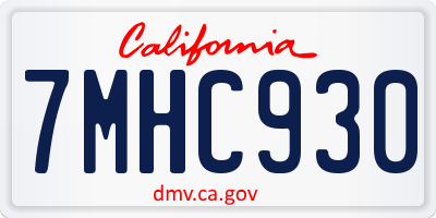 CA license plate 7MHC930