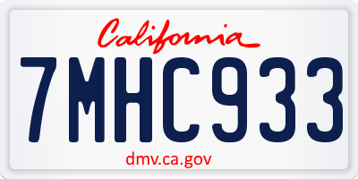 CA license plate 7MHC933