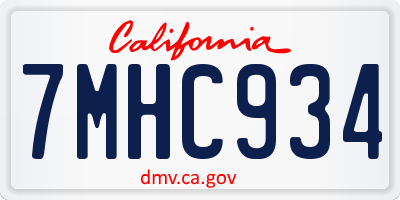 CA license plate 7MHC934