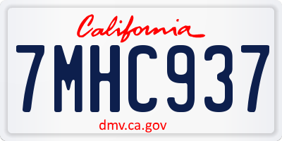 CA license plate 7MHC937