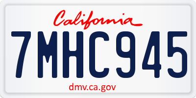 CA license plate 7MHC945
