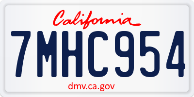 CA license plate 7MHC954