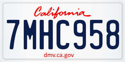 CA license plate 7MHC958