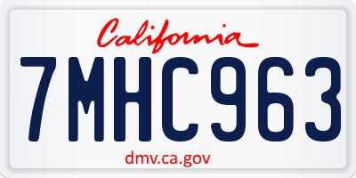 CA license plate 7MHC963
