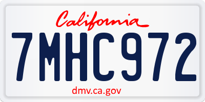 CA license plate 7MHC972