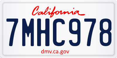 CA license plate 7MHC978