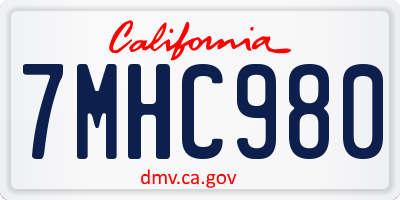 CA license plate 7MHC980