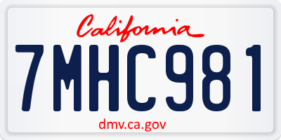 CA license plate 7MHC981
