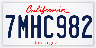 CA license plate 7MHC982