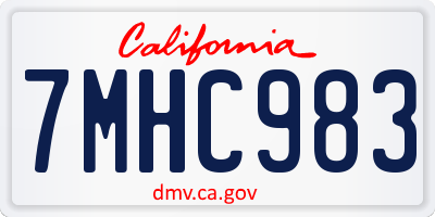 CA license plate 7MHC983