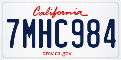 CA license plate 7MHC984