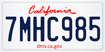 CA license plate 7MHC985