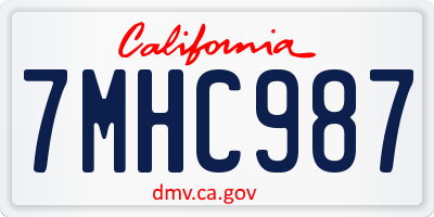 CA license plate 7MHC987