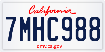 CA license plate 7MHC988