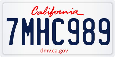 CA license plate 7MHC989