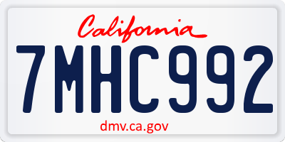 CA license plate 7MHC992