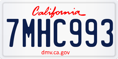 CA license plate 7MHC993