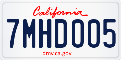 CA license plate 7MHD005