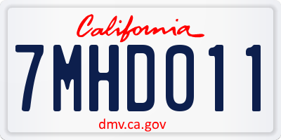 CA license plate 7MHD011