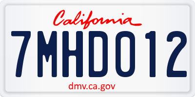 CA license plate 7MHD012