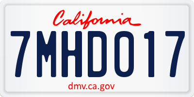 CA license plate 7MHD017