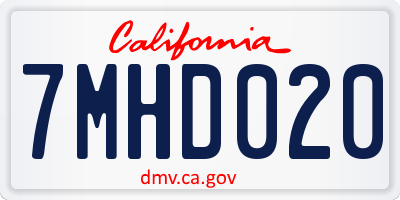 CA license plate 7MHD020
