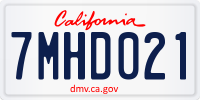 CA license plate 7MHD021