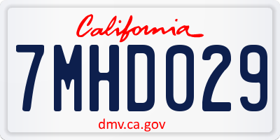 CA license plate 7MHD029