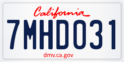 CA license plate 7MHD031