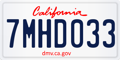 CA license plate 7MHD033