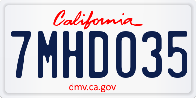 CA license plate 7MHD035