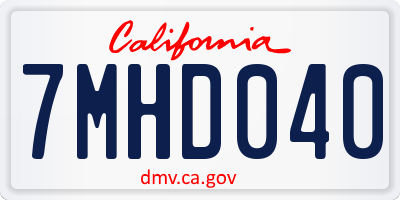 CA license plate 7MHD040
