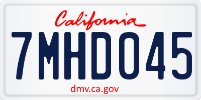 CA license plate 7MHD045