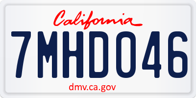 CA license plate 7MHD046