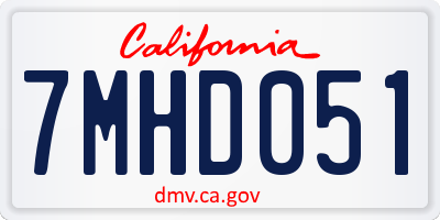 CA license plate 7MHD051