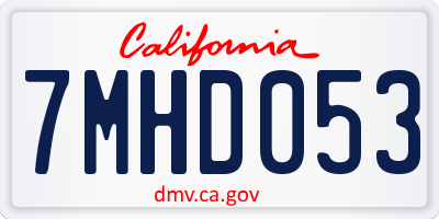 CA license plate 7MHD053
