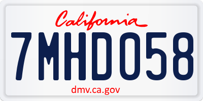 CA license plate 7MHD058