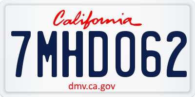 CA license plate 7MHD062