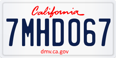 CA license plate 7MHD067