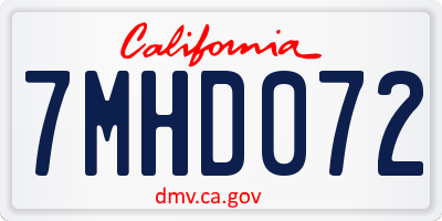 CA license plate 7MHD072