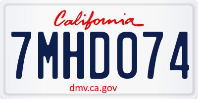CA license plate 7MHD074
