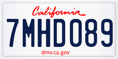 CA license plate 7MHD089